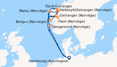 Itinéraire de la croisière Allemagne, Norvège