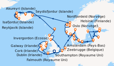 Itinéraire de la croisière Southampton (Royaume Uni) , Bruxelles (Belgiq...