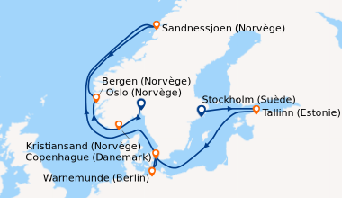 Itinéraire de la croisière Stockholm (Suède), Tallinn (Estonie), En mer,...