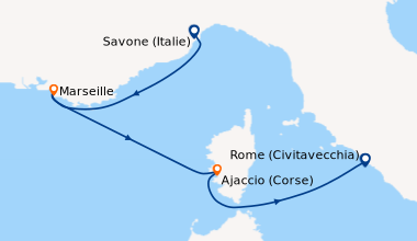 Itinéraire de la croisière Italie, France, Corse (France)