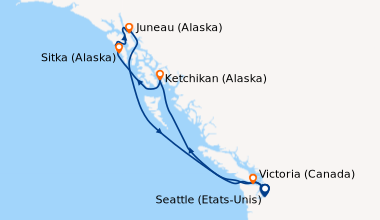 Itinéraire de la croisière Seattle (Etats-Unis), En mer, Ketchikan (Alas...