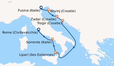 Itinéraire de la croisière Rome (Civitavecchia), Sorrente (Italie), Lipa...