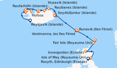 Itinéraire de la croisière Rosyth, Edinburgh (Ecosse), Isle of May (Roya...