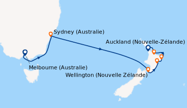 Itinéraire de la croisière Melbourne (Australie), En mer, Sydney (Austra...