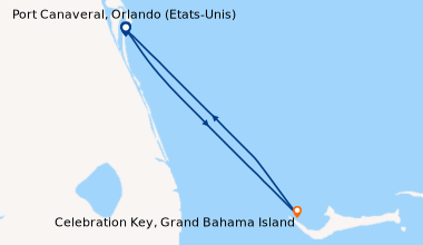 Itinéraire de la croisière Port Canaveral, Orlando (Etats-Unis), En mer,...