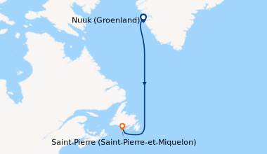 Itinéraire de la croisière Voyage en Mer : Nuuk - Saint-Pierre & Miquelon