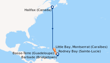 Carte de l'itinéraire de la croisière