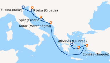 Itinéraire de la croisière Fusina (Italie), Rijeka (Croatie), Split (Cro...