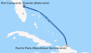 Itinéraire de la croisière Port Canaveral, Orlando (Etats-Unis), En mer,...