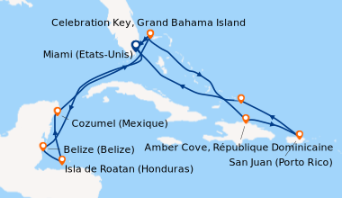 Itinéraire de la croisière Miami (Etats-Unis), En mer, Belize (Belize), ...
