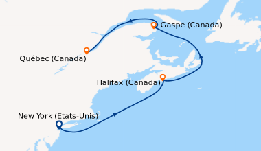 Itinéraire de la croisière New York (Etats-Unis), En mer, Halifax (Canad...
