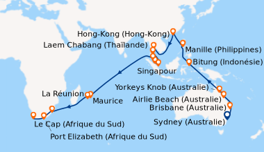 Itinéraire de la croisière Sydney (Australie), Sydney (Australie), En me...