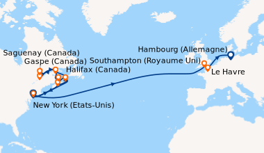 Itinéraire de la croisière New York (Etats-Unis), En mer, Halifax (Canad...