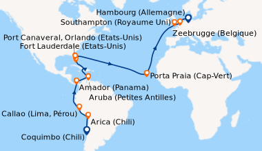 Itinéraire de la croisière Coquimbo (Chili), En mer, En mer, Arica (Chil...