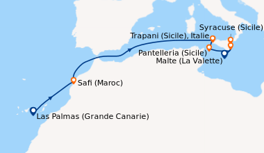 Itinéraire de la croisière Las Palmas (Grande Canarie), En mer, Safi (Ma...