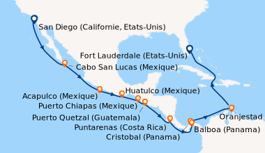 Itinéraire de la croisière San Diego (Californie, Etats-Unis), En mer, C...