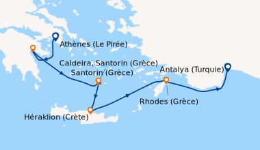 Itinéraire de la croisière Lumières d’Orient et îles de la mer Égée 