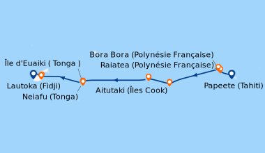 Itinéraire de la croisière Papeete (Tahiti), Raiatea (Polynésie Français...