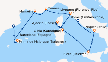 Itinéraire de la croisière Barcelone (Espagne), Palma de Majorque (Baléa...