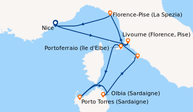 Itinéraire de la croisière Dolce vita en croisière le long des côtes italiennes (formule port-port) (NIS_PP)