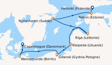 Itinéraire de la croisière Copenhague (Danemark), Oslo (Norvège), En mer...