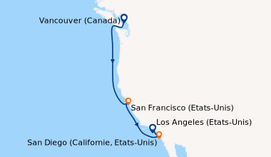 Itinéraire de la croisière Vancouver (Canada), En mer, En mer, San Franc...