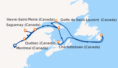 Itinéraire de la croisière Montreal (Canada), Saint-Laurent (fleuve/Cana...