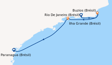 Itinéraire de la croisière Rio De Janeiro (Brésil), Buzios (Brésil), Ilh...