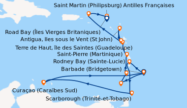 Itinéraire de la croisière Barbade (Bridgetown), Rodney Bay (Sainte-Luci...