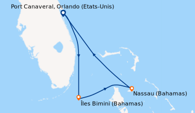 Itinéraire de la croisière Port Canaveral, Orlando (Etats-Unis), En mer,...