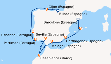 Itinéraire de la croisière Barcelone (Espagne), Palma de Majorque (Baléa...