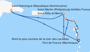 Itinéraire de la croisière Antilles