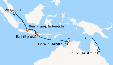 Itinéraire de la croisière Cairns (Australie), En mer, En mer, En mer, D...