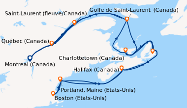 Itinéraire de la croisière Montreal (Canada), Saint-Laurent (fleuve/Cana...