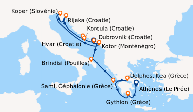 Itinéraire de la croisière Dubrovnik (Croatie), Kotor (Monténégro), En m...