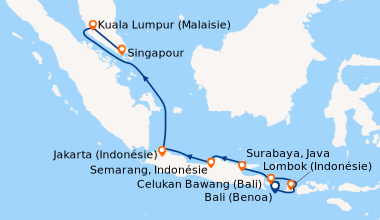 Itinéraire de la croisière Bali (Benoa), Bali (Benoa), Lombok (Indonésie...