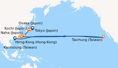 Itinéraire de la croisière Hong-Kong (Hong-Kong), En mer, Kaohsiung (Tai...