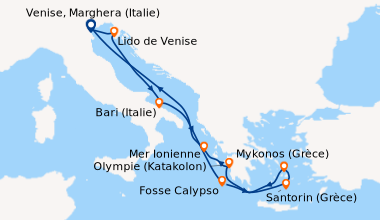 Itinéraire de la croisière Entre mythes et splendeurs de la nature
