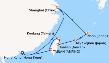 Itinéraire de la croisière Hong-Kong (Hong-Kong), En mer, En mer, Shangh...