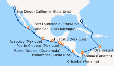 Itinéraire de la croisière San Diego (Californie, Etats-Unis), En mer, C...
