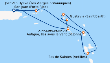 Itinéraire de la croisière San Juan (Porto Rico), Jost Van Dycke (Îles V...