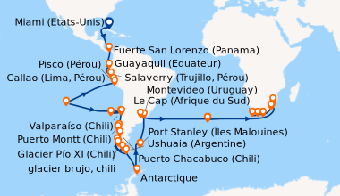 Itinéraire de la croisière Miami (Etats-Unis), En mer, En mer, En mer, C...