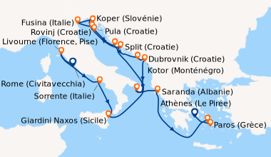 Itinéraire de la croisière Rome (Civitavecchia), Livourne (Florence, Pis...
