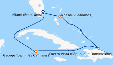 Itinéraire de la croisière Miami (Etats-Unis), En mer, Labadee (Haiti), ...