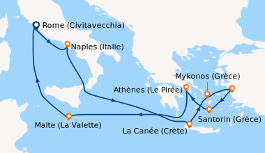Itinéraire de la croisière Rome (Civitavecchia), Capri (Italie), En mer,...