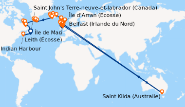 Itinéraire de la croisière Belfast (Irlande du Nord), Île de Man, Île de...