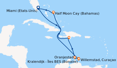Itinéraire de la croisière Miami (Etats-Unis), En mer, En mer, Kralendij...