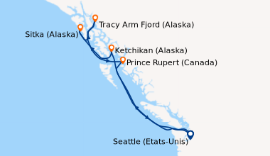 Itinéraire de la croisière Seattle (Etats-Unis), En mer, Ketchikan (Alas...