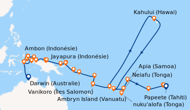 Itinéraire de la croisière Darwin (Australie), En mer, Ambon (Indonésie)...