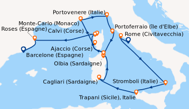 Itinéraire de la croisière Rome (Civitavecchia), Porto Santo Stefano (To...